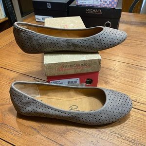 Taupe Perforated PU “Leather” Flats